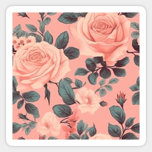 Pink Rose Floral Pattern Sticker